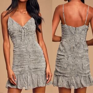 The East Order Thomsene Ruched Snake Print Mini Dress